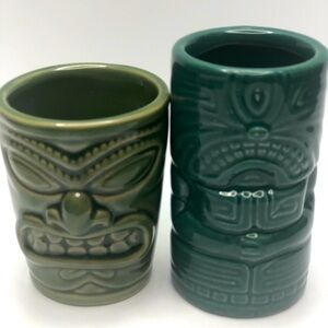 Tiki ceramic green shot glasses 2 PCs.